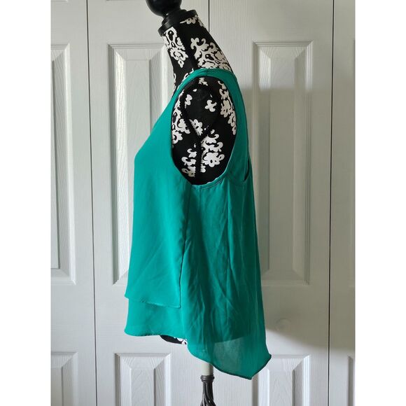 Women True Light  Layered Sleeveless Racerback Asymmetric‎ Hem Chiffon Top Small - Picture 2 of 4